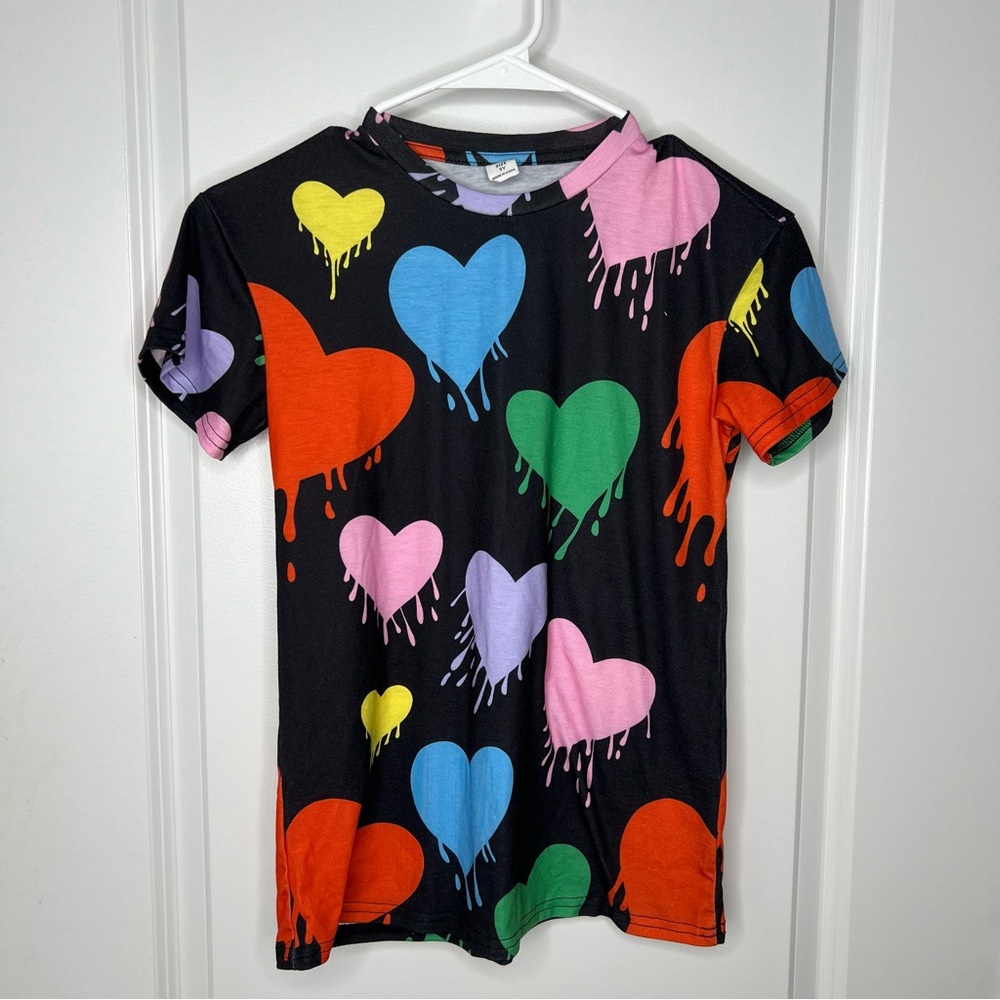 Girl’s Dripping Heart Paint Tee Tshirt Dress Sz 5